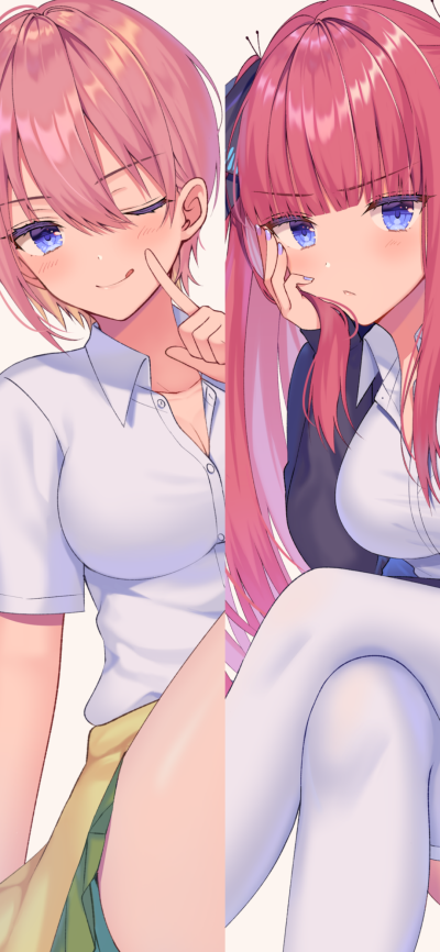 Anime The Quintessential Quintuplets, Nino Nakano, Ichika Nakano, 1080x2340