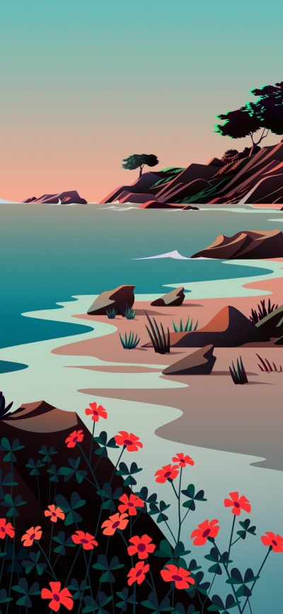 Artistic Minimalist, Nature, Horizon, Beach, Coast, 1080x2340