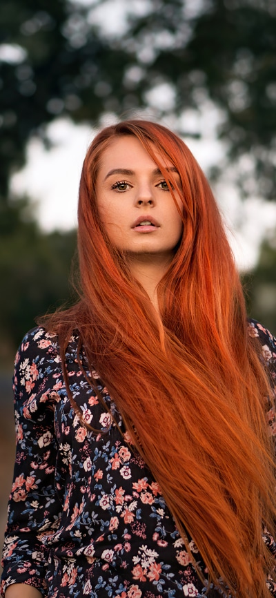 Women Model, Redhead, Long Hair, Depth Of Field, 1080x2340