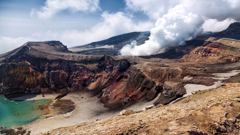 Kamchatka, 4K, Russia, mountains, volcano, smoke
