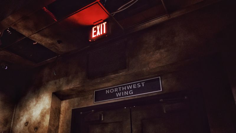 inscription, exit, neon, pointer, 4k
