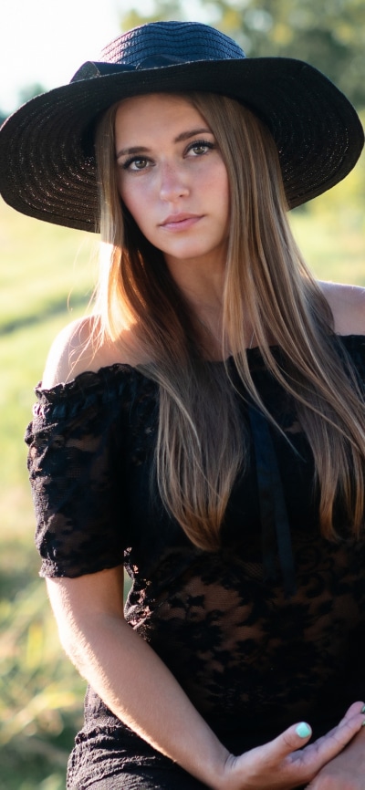 Women Model, Brunette, Hat, 1080x2340