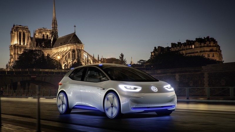 Volkswagen I.D., paris auto show 2016, electric cars, white