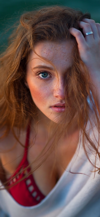 Women Model, Blue Eyes, Freckles, Brunette, 1080x2340