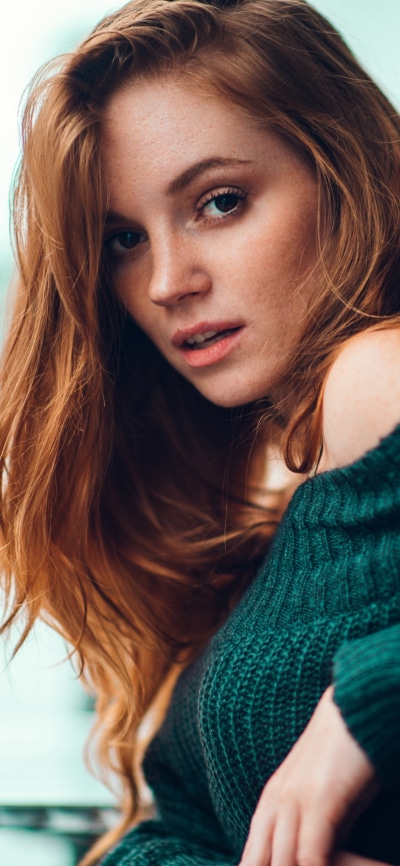 Women Model, Redhead, Brown Eyes, Long Hair, 1080x2340