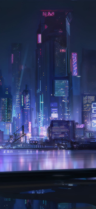 Video Game Arknights, City, Night, 1080x2340
