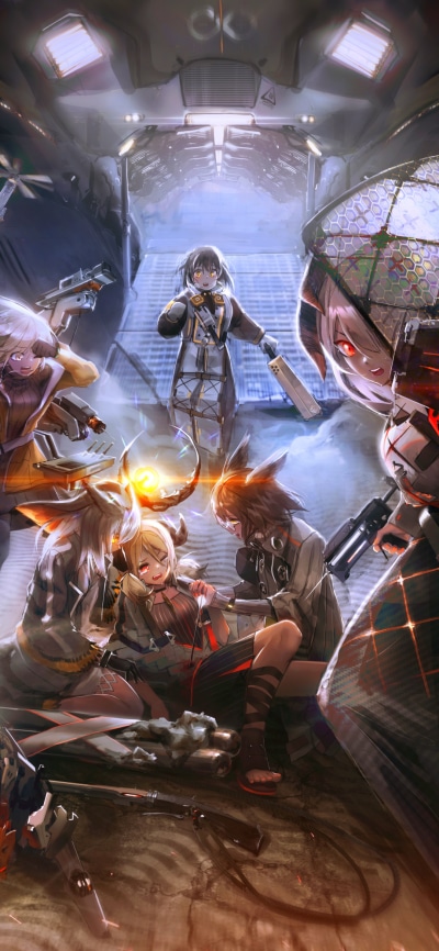 Video Game Arknights, Saria (Arknights), Ifrit (Arknights), Magallan (Arknights), Mayer (Arknights), Ptilopsis (Arknights), 1080x2340