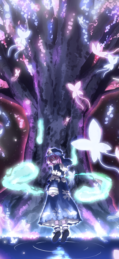 Anime Touhou, Yuyuko Saigyouji, 1080x2340