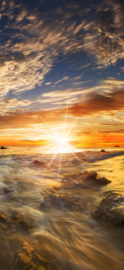 Earth Sunset, Ocean, Malibu, Nature, Horizon, Sea, 1080x2340