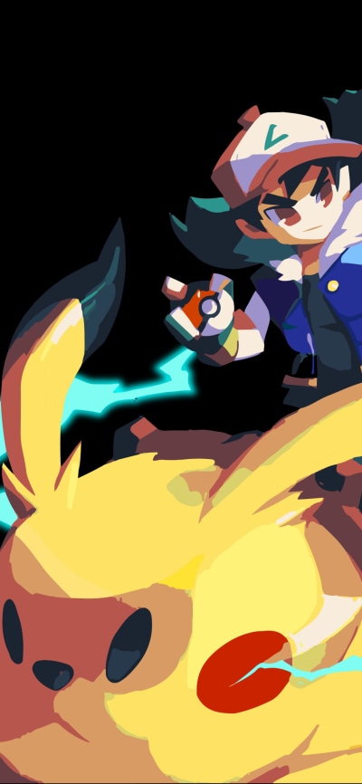Anime Pokémon, Ash Ketchum, Pikachu, 1080x2340