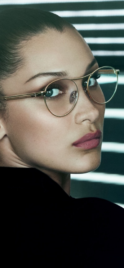 Celebrity Bella Hadid, Brunette, Glasses, Lipstick, American, Blue Eyes, 1080x2340