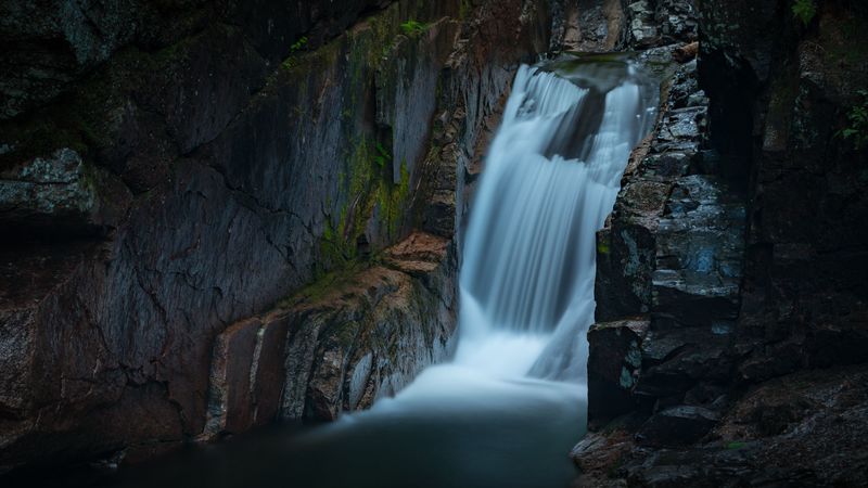 waterfall, spray, rocks, course, 4k