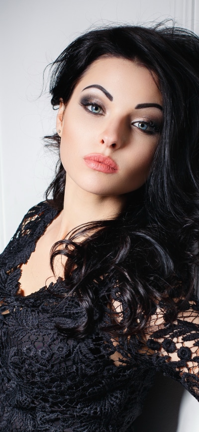 Women Model, Black Hair, Blue Eyes, 1080x2340