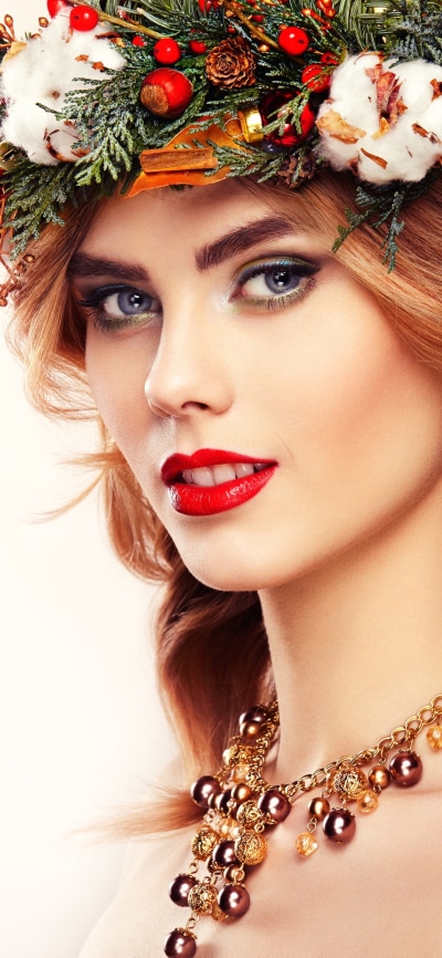 Women Model, Lipstick, Necklace, Blue Eyes, Face, Redhead, 1080x2340
