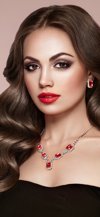 Women Model, Necklace, Brunette, Long Hair, Brown Eyes, Lipstick, 1080x2340