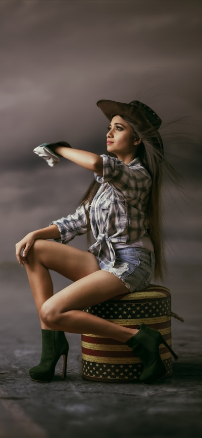 Women Model, Hat, Mood, Manipulation, Shorts, Long Hair, 1080x2340