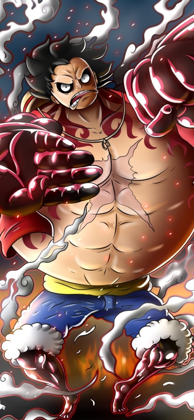 Anime One Piece, Snake Man (Mega Man), Gear Fourth, Monkey D. Luffy, 1080x2340
