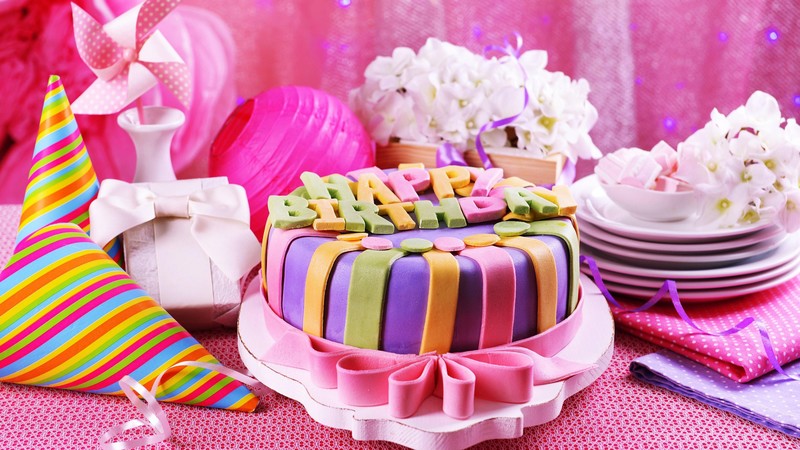 birthday cake, receipt, pink, 4k