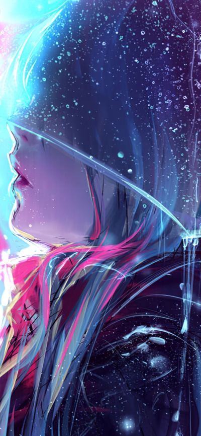 Anime Original, Umbrella, Rain, 1080x2340