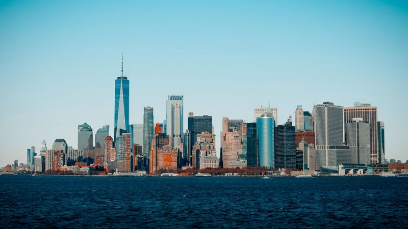 city, tower, water, metropolis, 4k