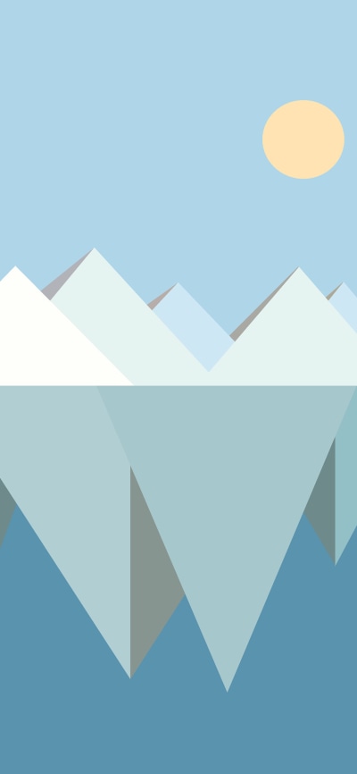 Artistic Minimalist, Water, Iceberg, Sun, 1080x2340