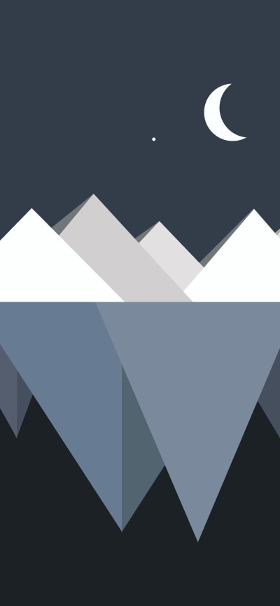 Artistic Minimalist, Iceberg, Moon, Water, 1080x2340