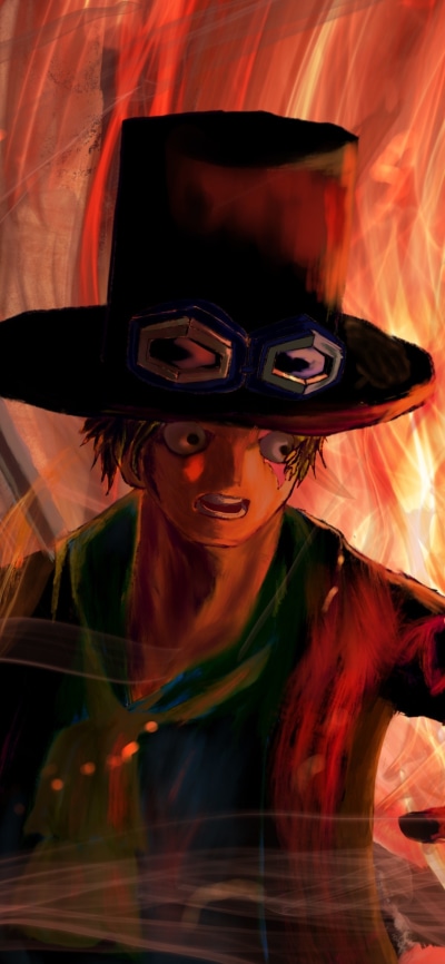 Anime One Piece, Flame, Hat, Sabo (One Piece), 1080x2340
