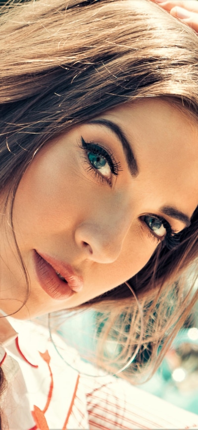Women Model, Blue Eyes, Brunette, Face, 1080x2340