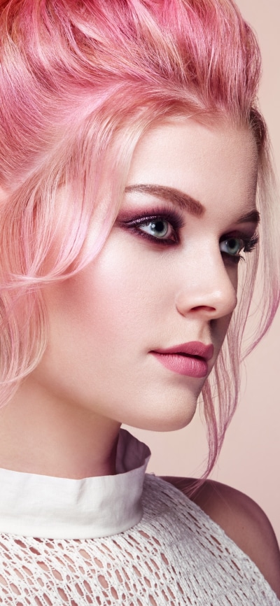 Women Model, Pink Hair, Lipstick, Blue Eyes, 1080x2340