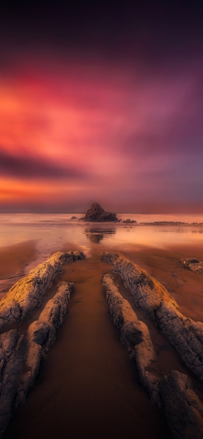 Earth Ocean, Sunset, Nature, Horizon, 1080x2340