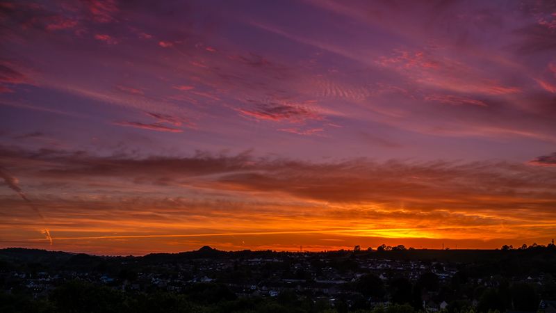 sky, sunset, horizon, clouds, 4k