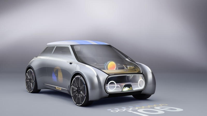 Mini Vision Next 100, future cars, futurism, silver