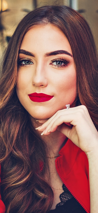 Women Model, Lipstick, Brunette, 1080x2340