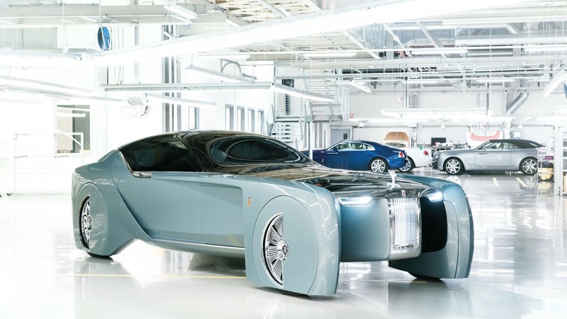 Rolls-Royce Vision Next 100, future cars, futurism, silver
