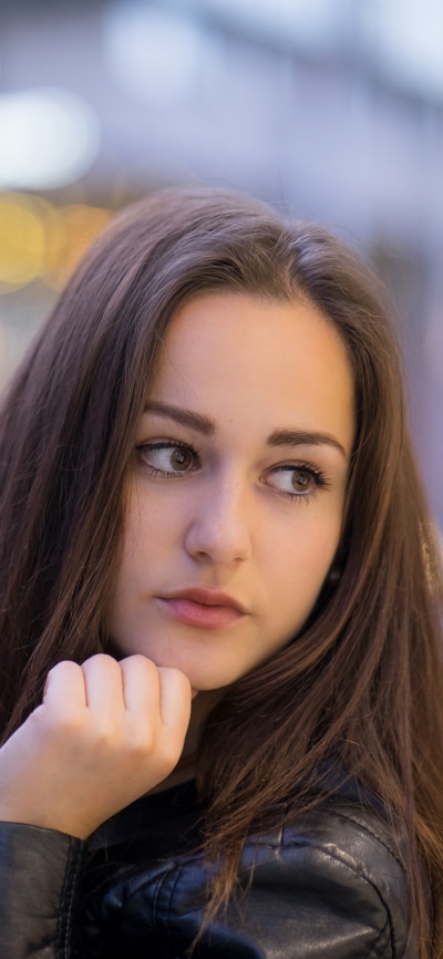 Women Model, Brunette, Hazel Eyes, Face, Bokeh, 1080x2340