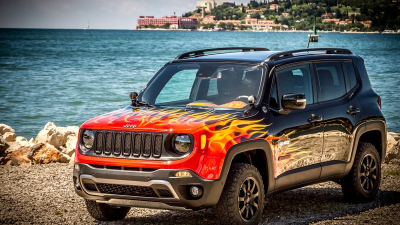 Jeep Renegade Hells Revenge, fire, jeep, red