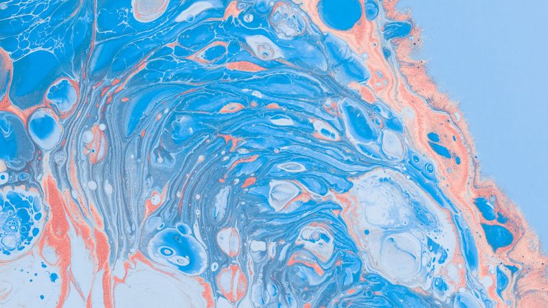 divorces, abstraction, pink, blue, paint, 4k