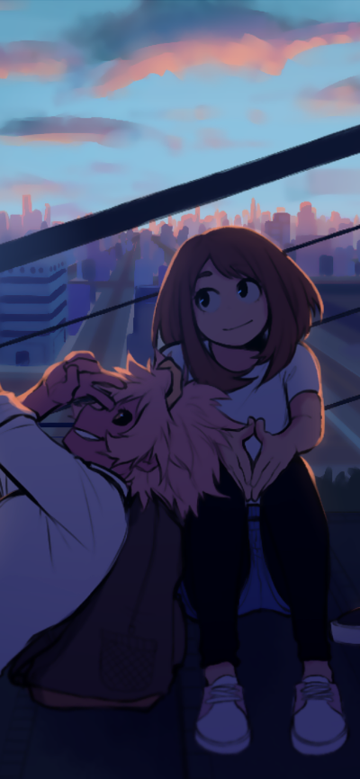 Anime My Hero Academia, Mina Ashido, Ochaco Uraraka, 1080x2340
