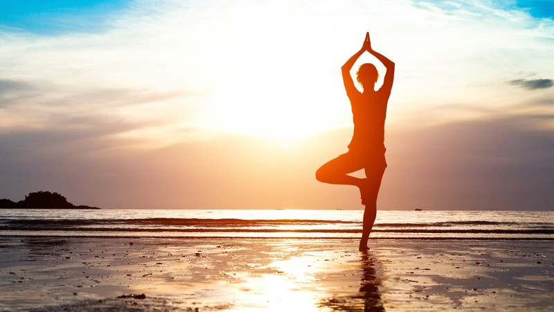 yoga, girl, weight loss, beach, sand, sun, relax, Fitness