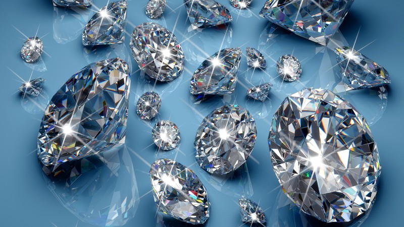 diamonds, 4k, blue, light, shine