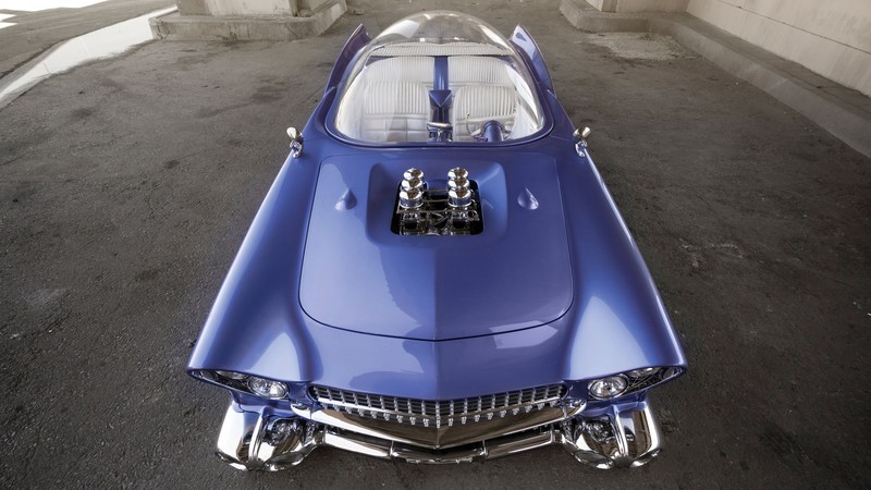 Ford Beatnik Bubbletop Custom, 1955, retrofuture, future, blue