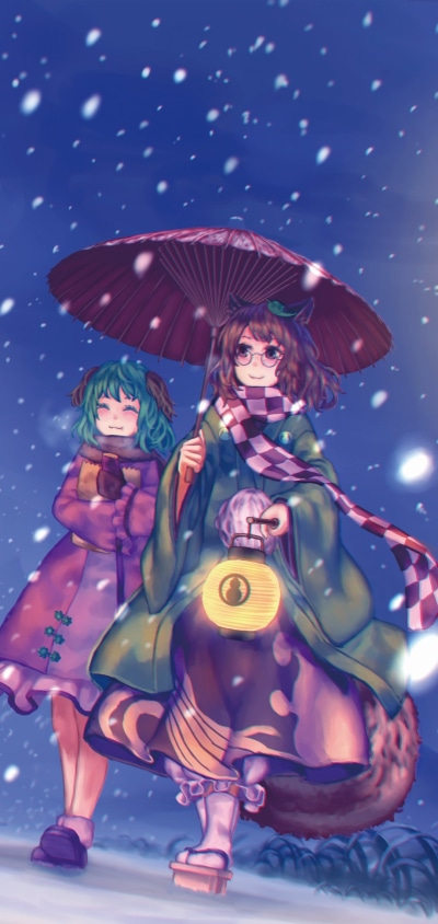 Anime Touhou, Mamizou Futatsuiwa, Kyouko Kasodani, 1080x2280