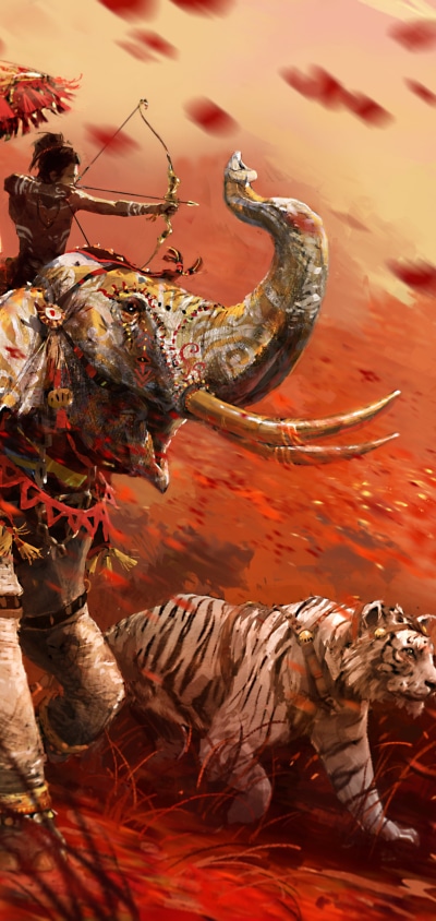 Video Game Far Cry 4, Elephant, Far Cry, Tiger, 1080x2280