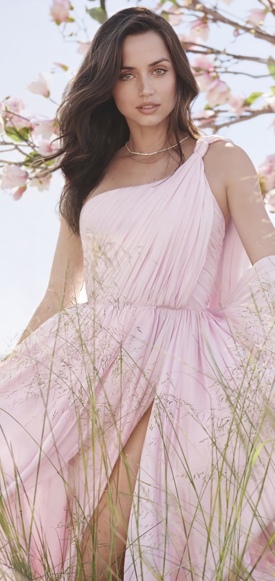 Celebrity Ana de Armas, Cuban, Actress, Pink Dress, Brunette, 1080x2280