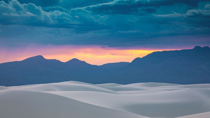 hills, horizon, sunset, sky, clouds, 4k