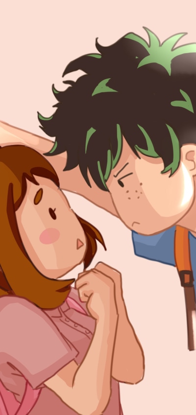 Anime My Hero Academia, Ochaco Uraraka, Izuku Midoriya, 1080x2280