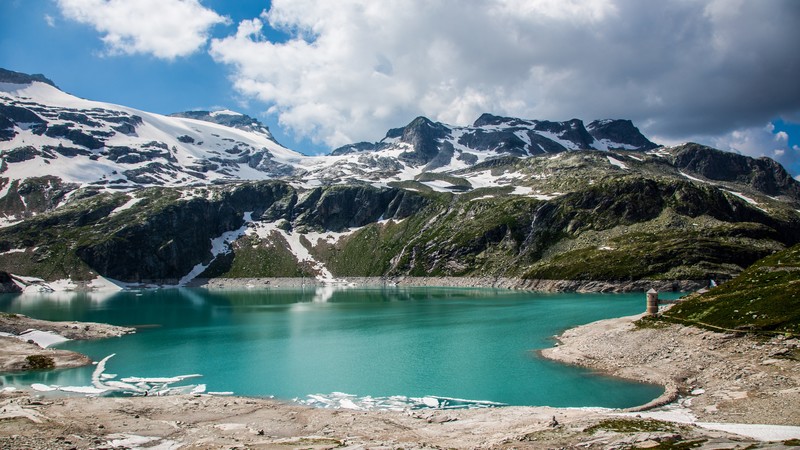 Austria, 4k, Alps, lake, mountains, clouds