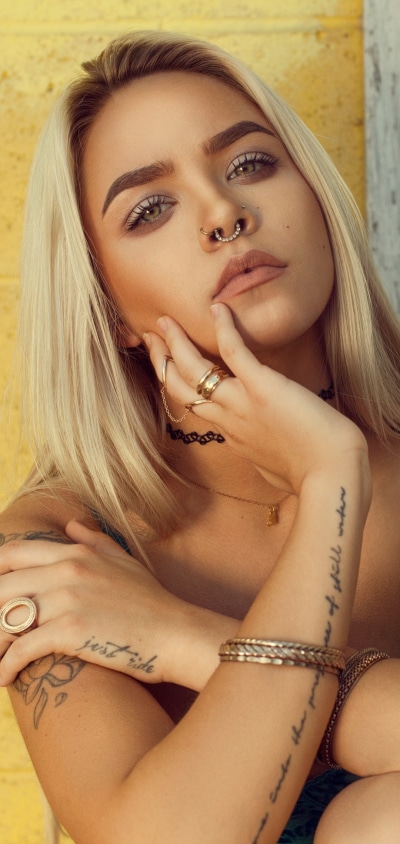 Women Model, Tattoo, Blonde, Hazel Eyes, 1080x2280