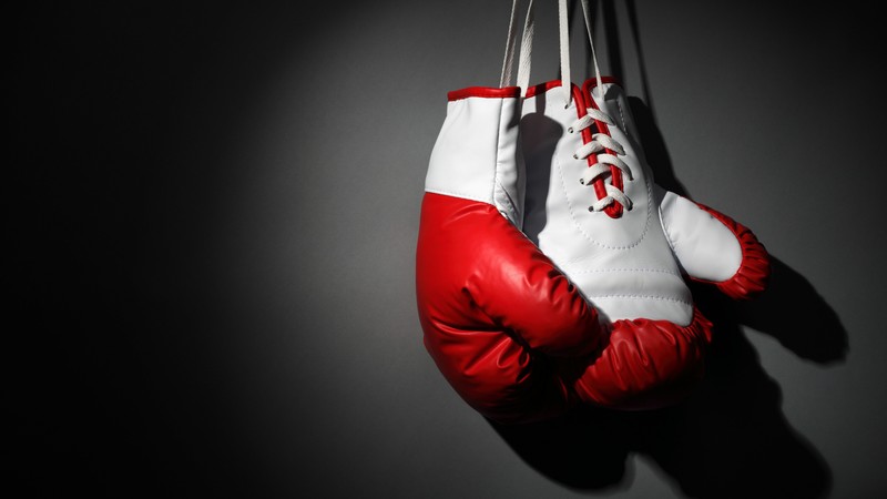 Boxing gloves, red, white, boxing
