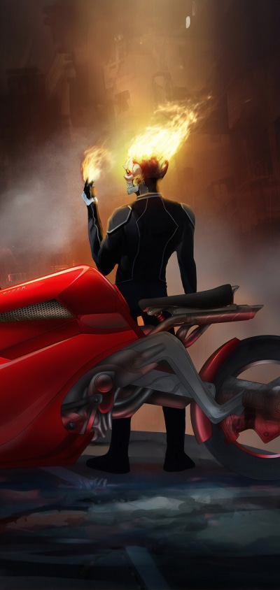 Comics Ghost Rider, Vehicle, Motorcycle, 1080x2280